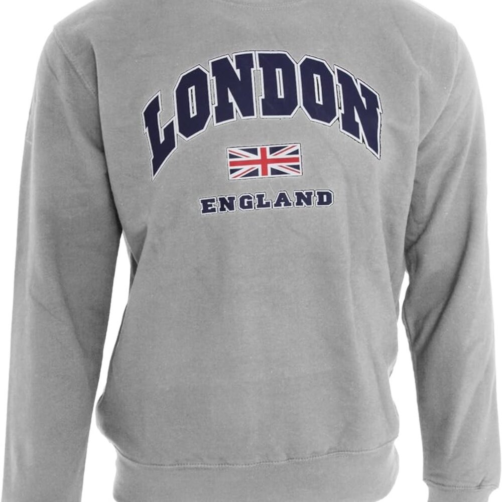 Unisex Sweatshirt London England British Flag Design Size XL Gray NWT